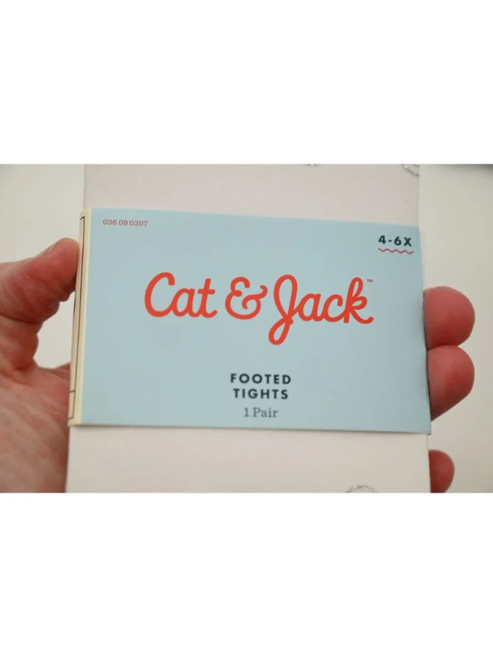 NIP Cat & Jack Lot of 2 Footed Tights Sz 4-6X White Smiley Face Print Soft